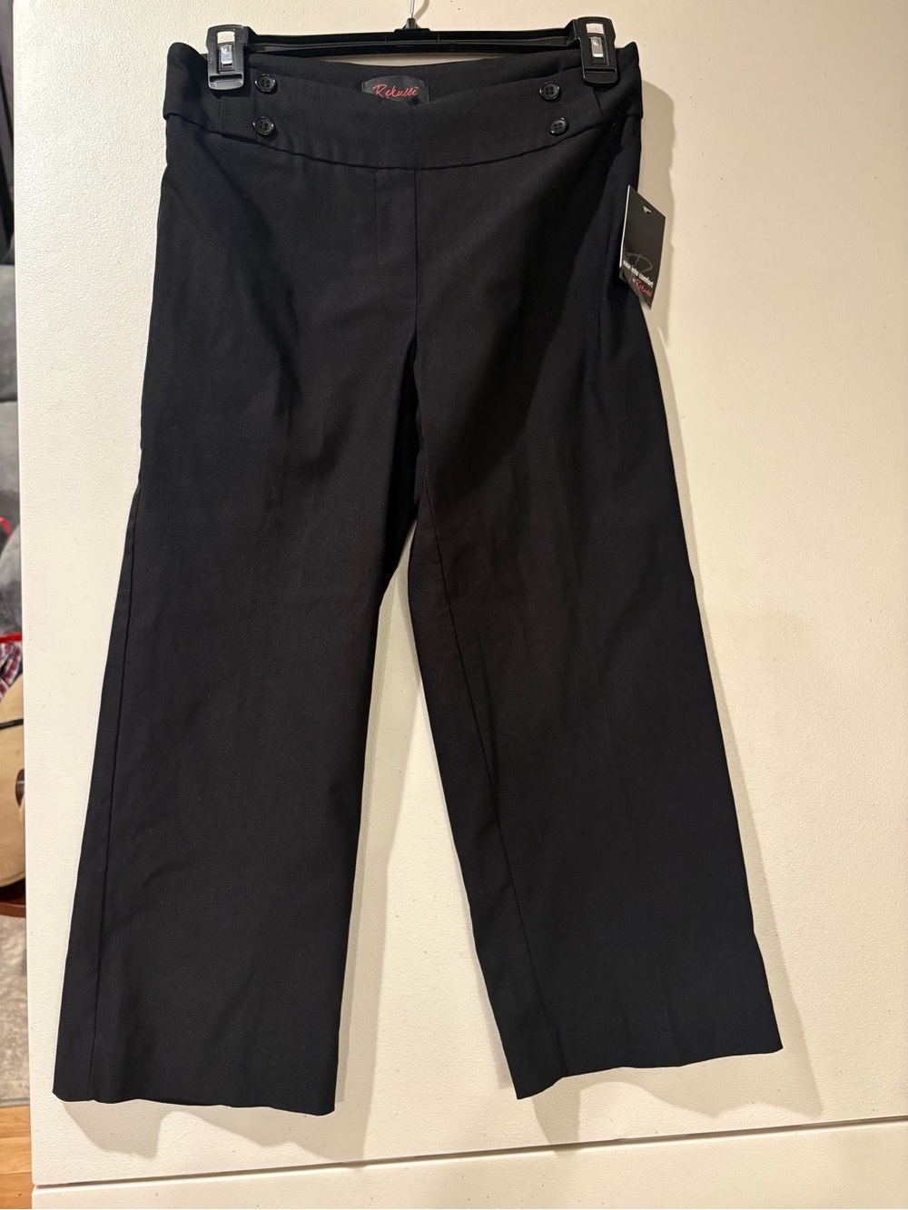 Rekucci Black Wide-Leg Pull-On Trousers